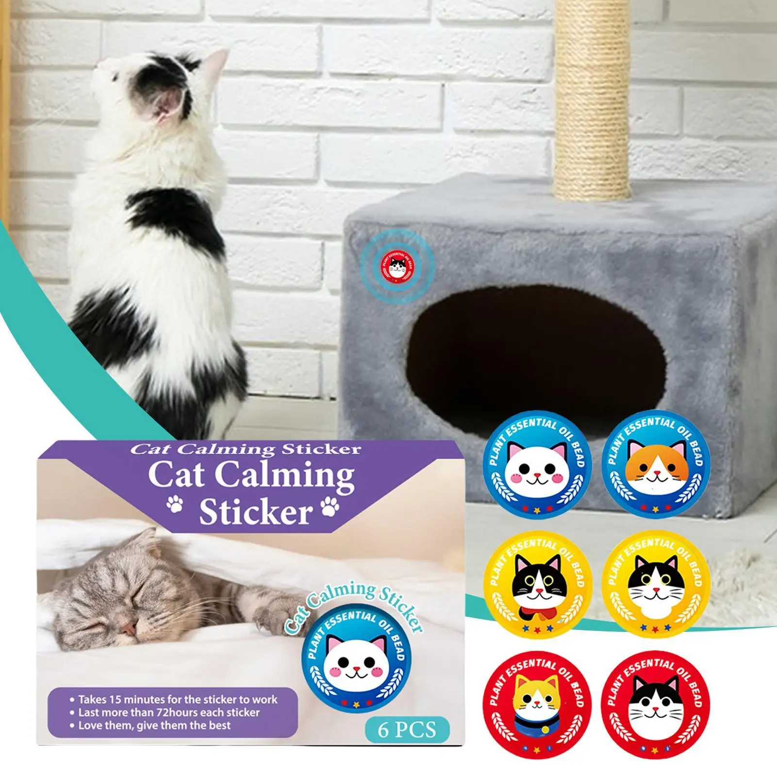 Portable Long Lasting Stress Relief Patches For Cats,6X Quick Release Design,Practical Calming Accessory For Household Pet Care