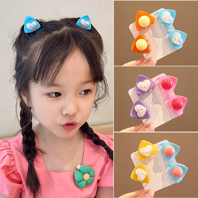 Candy Color Hair Clips para meninas, acessórios bonitos do cabelo, moda Pins, 2PCs