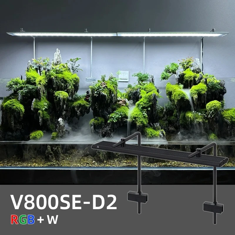 60W RGB+W Full Spectrum LED Aquarium Light, Dimmable with Lamp, Aluminum Heatsink IP44 36000Hrs for Tank Aquascape