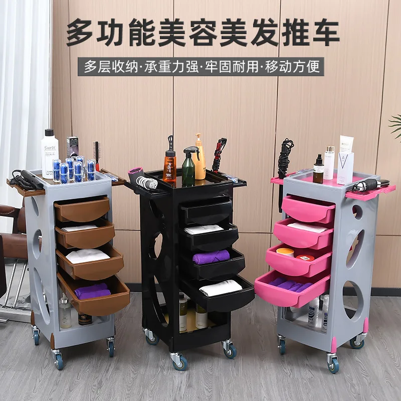 Salon Trolley Salon Furniture New Hollow‑Design Hairdressing Handcart Large‑Capacity Perm Coloring Storage Rack for Beauty Salon