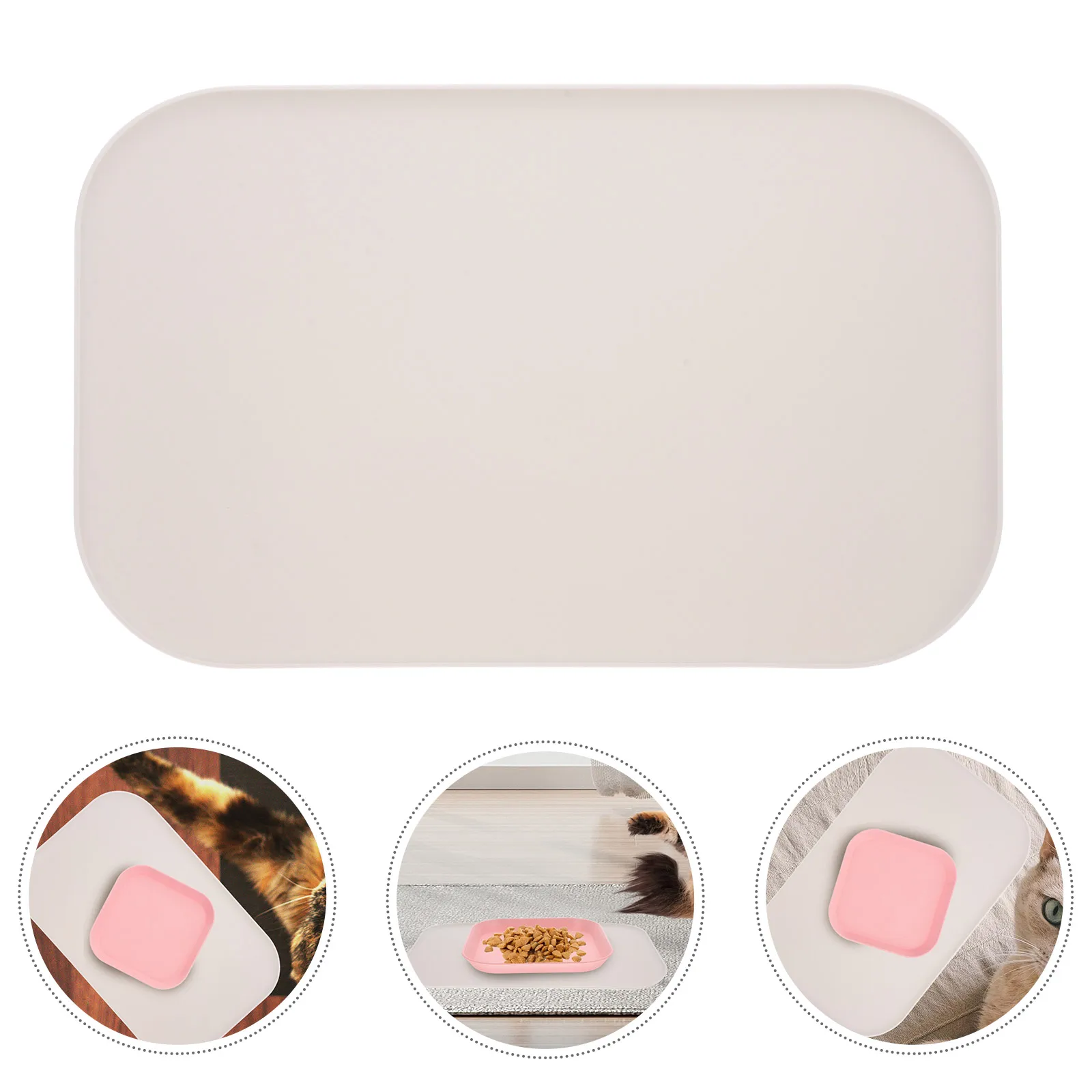 

Silicone Waterproof Raised Edge Dog Bowl Cat Food Pet Food Mat Pet Feeding Mat Placemat Reusable Pink Small 517C