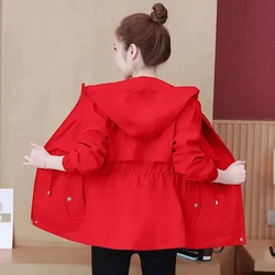 2023 New Women Lined Windbreaker Spring Autumn Casual Hooded Short Coat Fashion Wild Ladies Zipper Jacket Korean Loose Outerwear