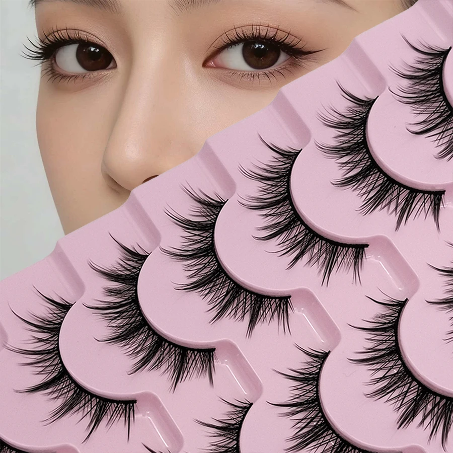 7-Pair Soft 8D Fluffy False Eyelash Mango Eye Exclusive Sunflower Cross Thick Valentine's Day Gentle Makeup Newcomer Easy to App