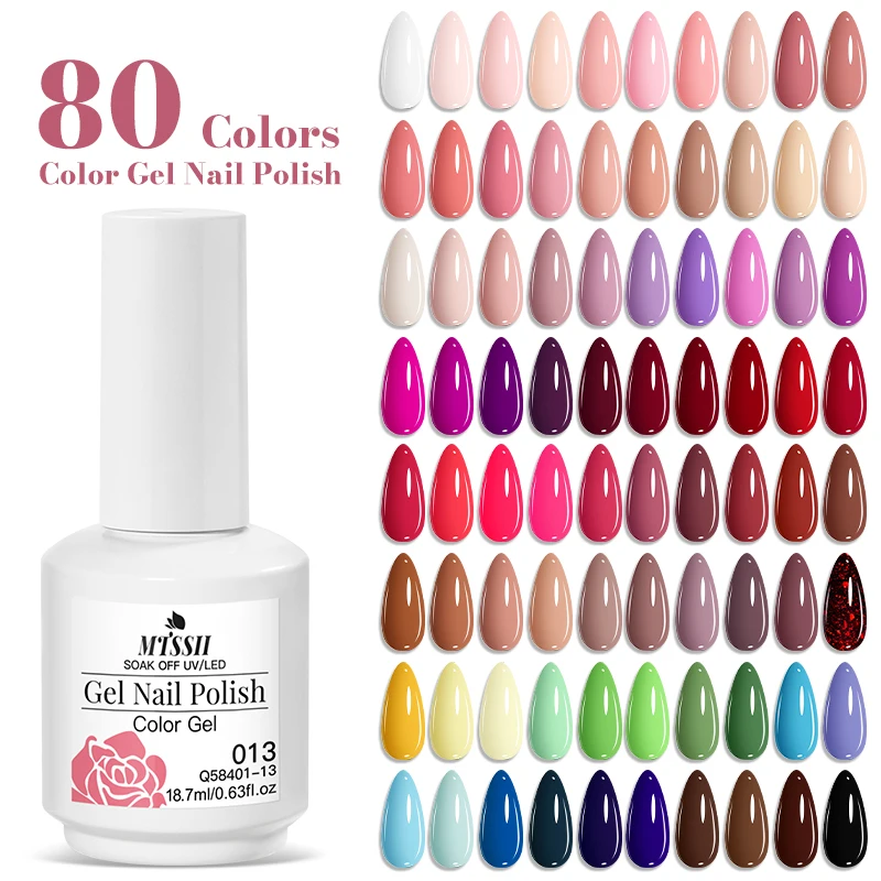Mtssii 18,7ml 80 Farben Einfarbiger Gel-Nagellack UV LED Soak-Off Nagellack, Langanhaltender Nail-Art-Gel für Anfänger & Salons