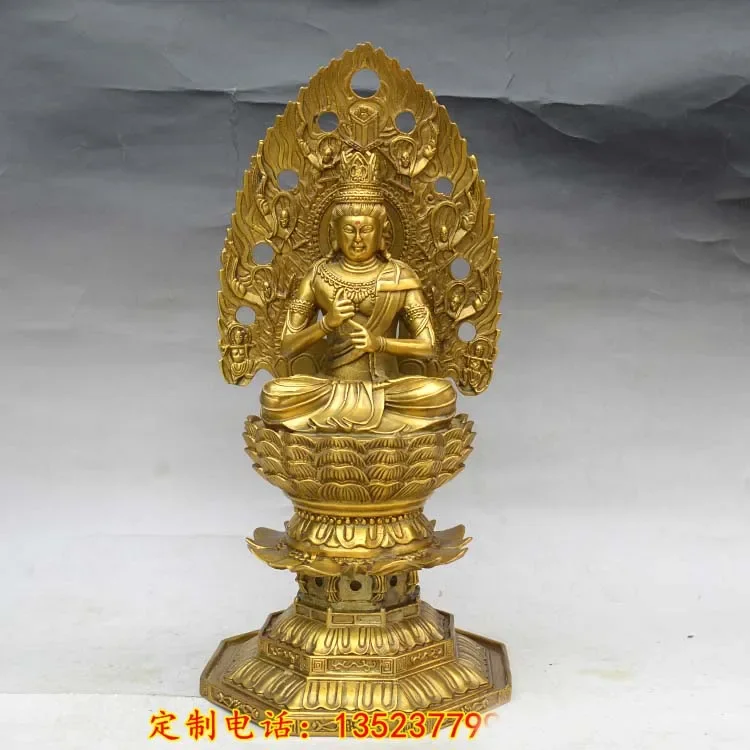 40CM  LARGE Asia home shop hall efficacious Talisman bless Safe Good luck Tathagata Vairocana RU LAI Buddha BRASS statue