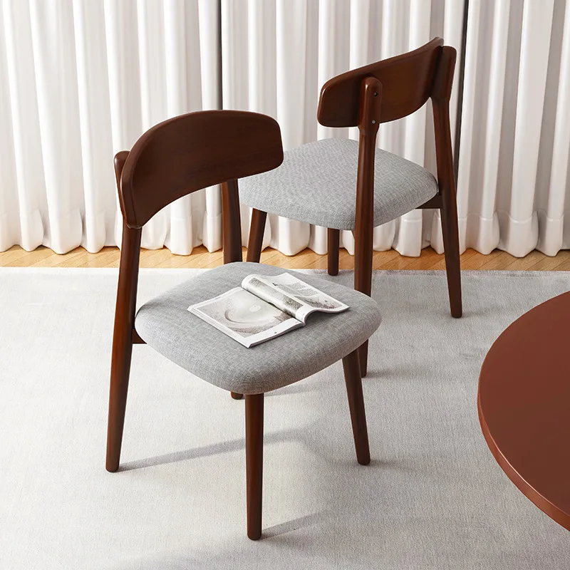 

Nordic Solid Wood Chair Dining Chair Home Study Back Restaurant Cream Walnut Stool Modern Dining Table and Chair