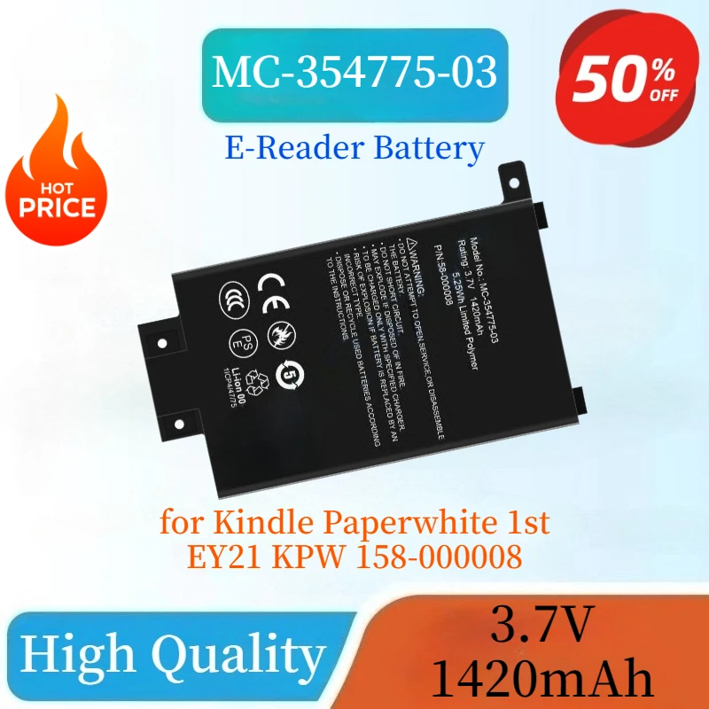 

High Quality Brand New MC-354775-03 3.7V 1420mAh Replaceable E-Reader Battery for Kindle Paperwhite 1st EY21 KPW 158-000008
