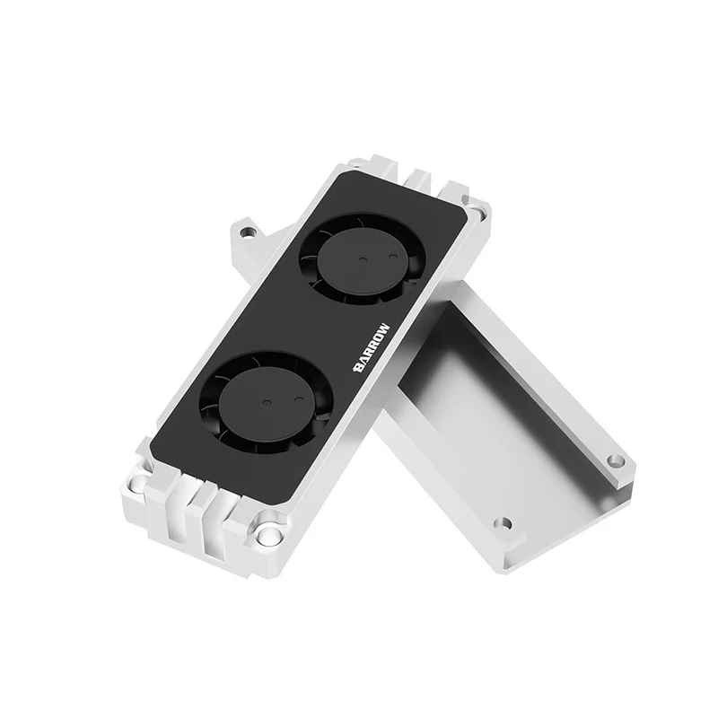 Barrow 2280 22110 PCIE SATA M.2 radiator koellichaam met dubbele ventilator, harde schijf, zilver, zwart, HDM2280-FT