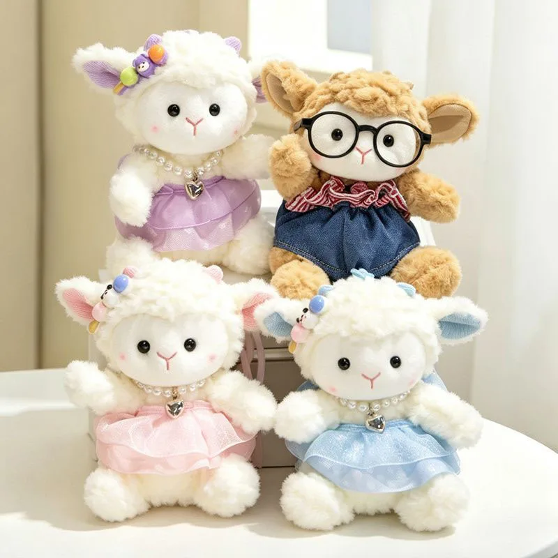Cute Sheep Plush Keychain Scented Lamb Doll Bag Charm Pendant for Girls Soft Fluffy Texture Glasses Sheep Charm Kawaii Design