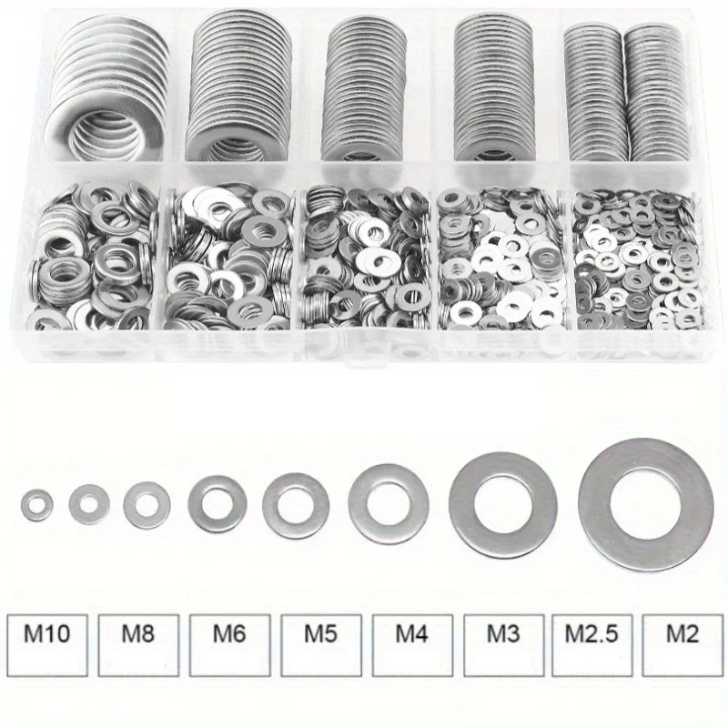 180/360-teiliges Set mit flachen Unterlegscheiben aus Edelstahl 304, perfekt für Heimdekoration, Werksreparatur, Küchen, Geschäfte und mehr