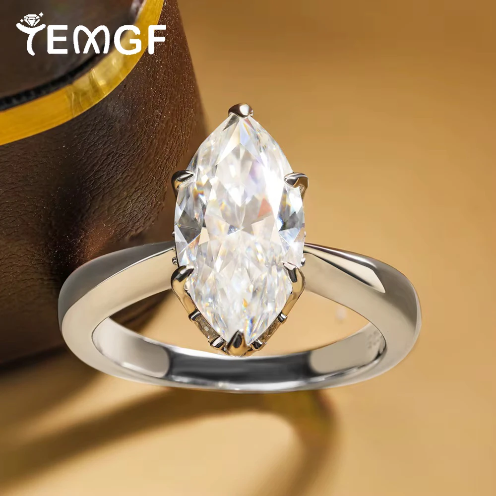 

TEMGF Moissanite Rings With GRA S925 Sterling Silver Holder for Women Engagement Wedding Classic Simple Sparkling Fine Jewelry