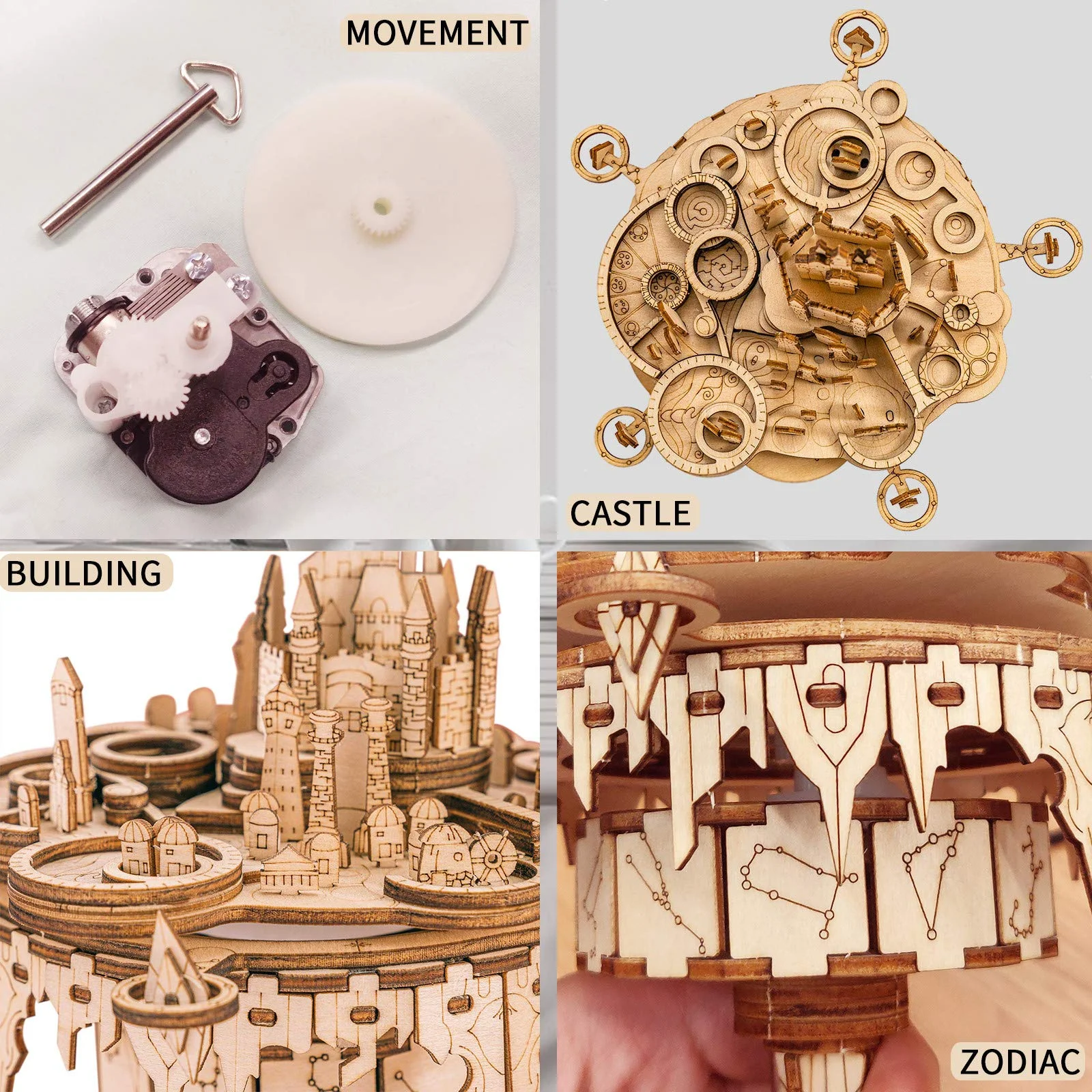 3D Wooden Puzzles Music Box kits You are My Sunshine Castle Building Model DIY Crafts Birthday Gift for Women