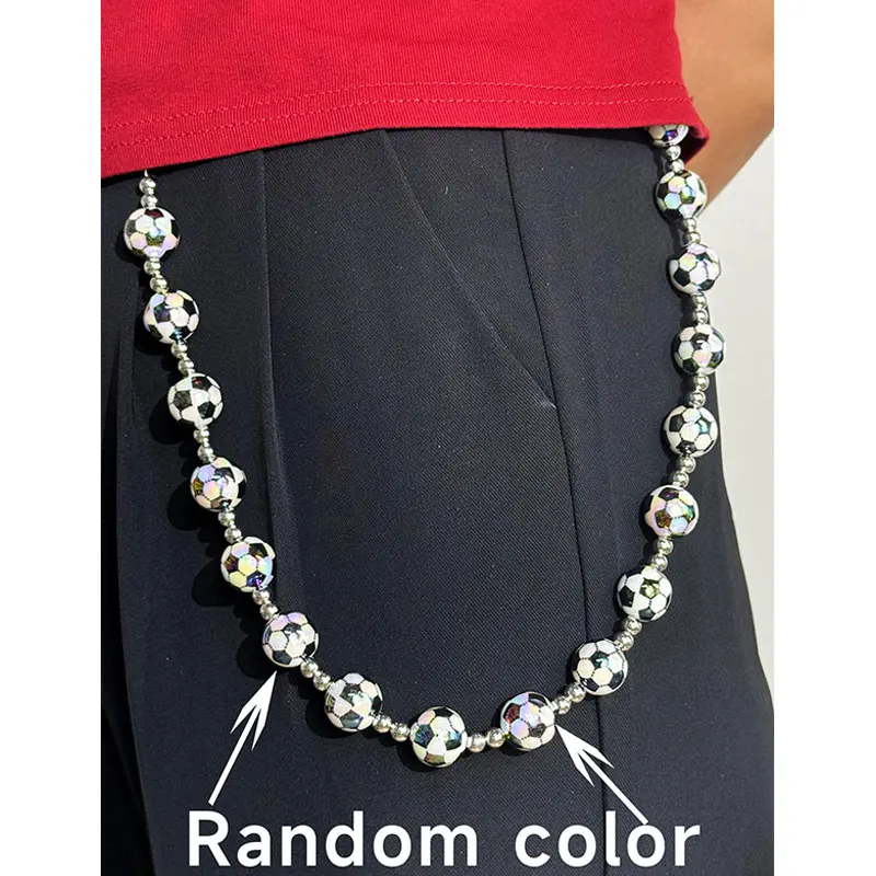 Creativity Personality Trendy Laser Football Beaded Pants Chain for Women Men Wasit Chain HUANZHI 2026 NEW