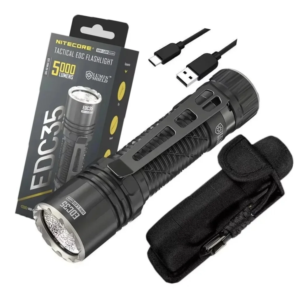 Nitecore EDC35 Rechargeable Mini EDC Flashlight USB-C Rechargeable 5000Lumens NiteLab UHi LED Powful Torch Lighter for Camping