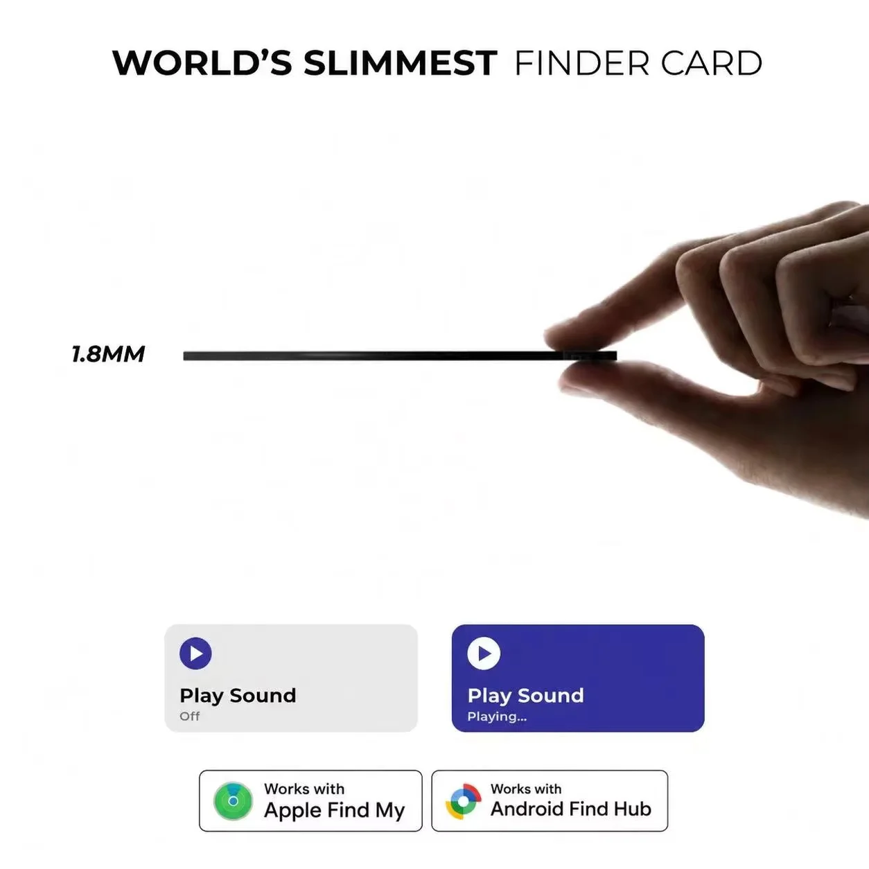 Wireless Charging Wallet Tracker Card, Android & iOS Compatible, Find My Feature, Wireless Charging, Ultra-Thin, IP68 Waterproof