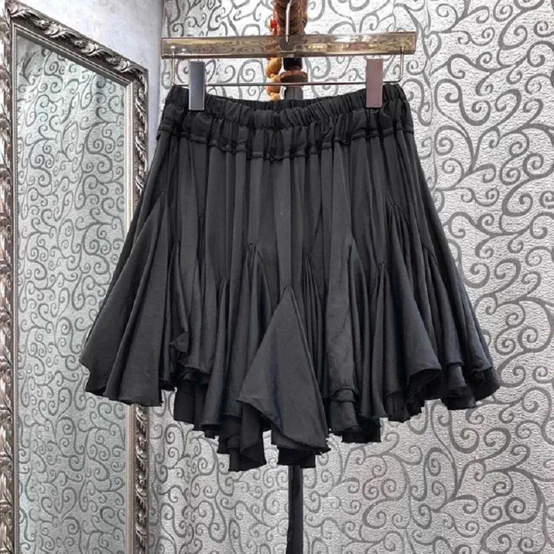 Newest Fashion Style Skirts 2023 Summer Ladies Elastic Waist Bow Deco Ruffle Flower Deco Sexy Mini Club Skirts White Black