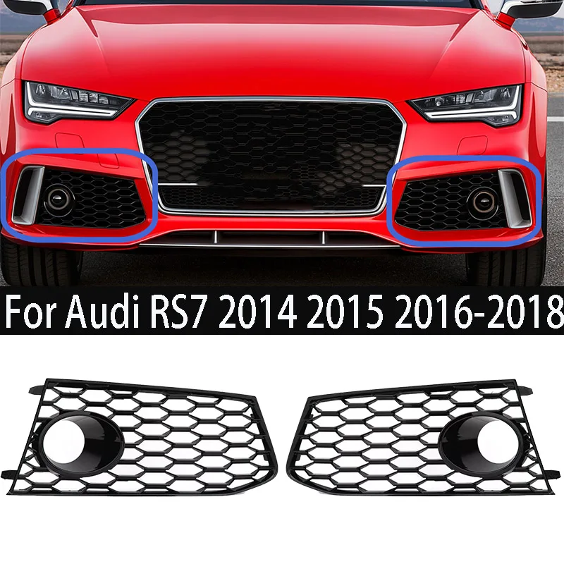 

Car Fog Light Grill Cover For Audi A7 S7 RS7 2014 2015 2016 2017 2018 Front Bumper Lamp Grille Glossy Black 4G8807681G