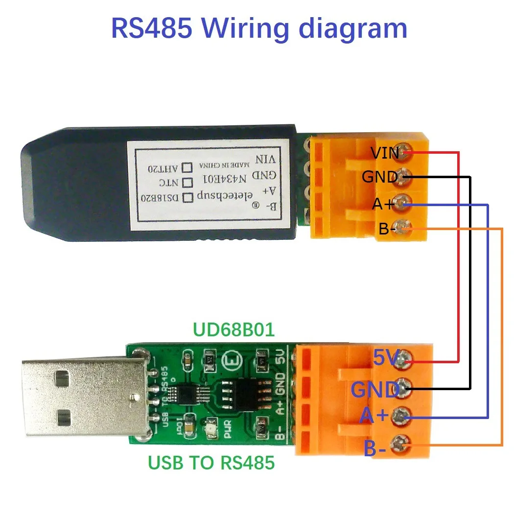 N434E01 DS18B20/NTC/AHT20 RS485 Temperature And Humidity Sensor Modbus RTU Monitor For PLC Touch Panel Configuration Screen