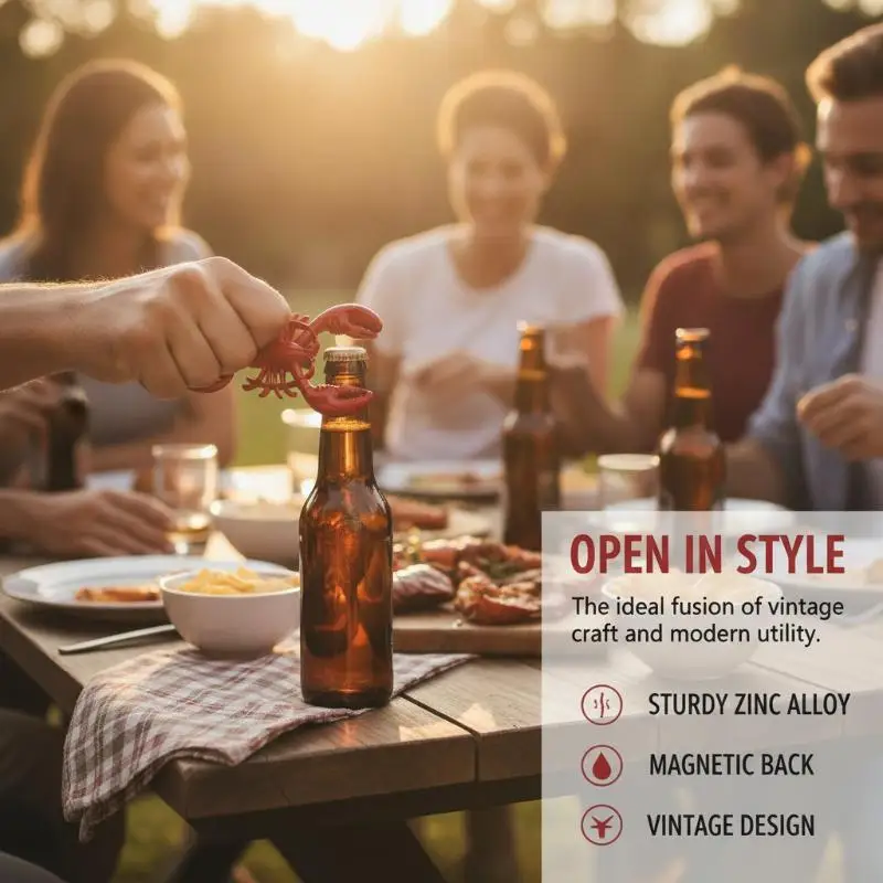 Metal Lobster Corkscrew Multifunctional Beer Wine Opener Creative Portable Jar Opener for Outdoor Picnic Barbecue Party