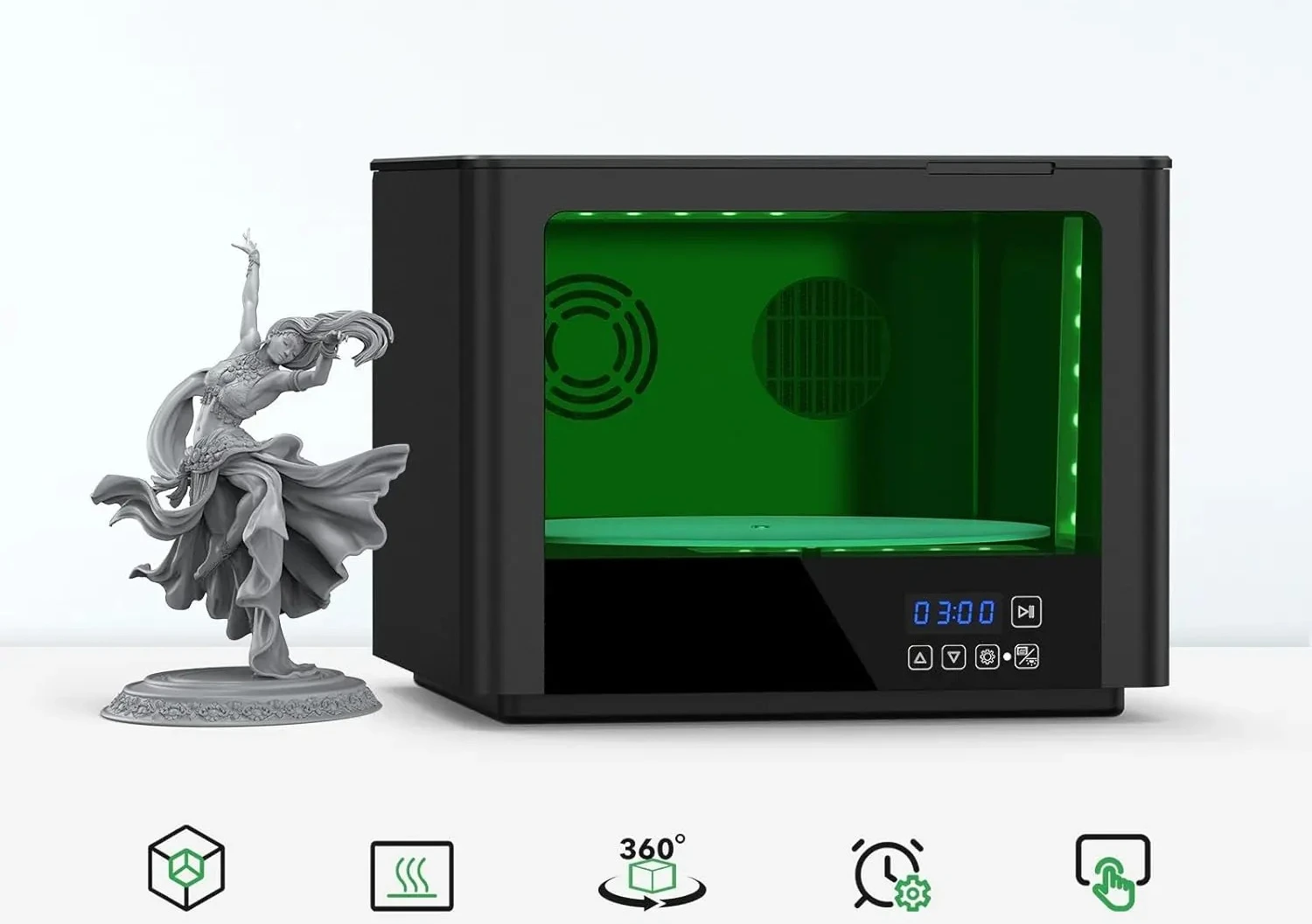 UV Resin Curing Station with 360°TurntableCuring Box for GK3 Series and Other 3D Printer Uniformation Cure3 Curing Machine 405nm