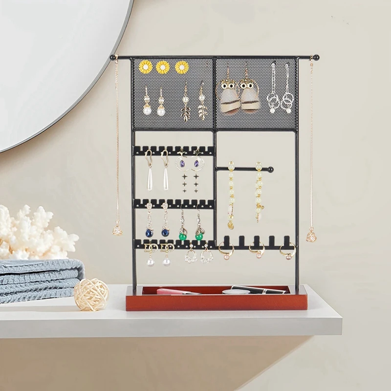 Multifunctional Jewelry Rack Earring Storage Rack Jewelry Display Stand Earrings Necklaces Rings Jewelry Stand