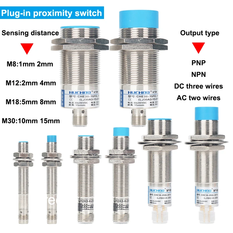 M8 M12 M18 Aviation havacılık Plug-In yakınlık değiştirme sensörü 1mm-15mm Densing mesafe DC üç telli AC iki telli PNP NPN NO NC