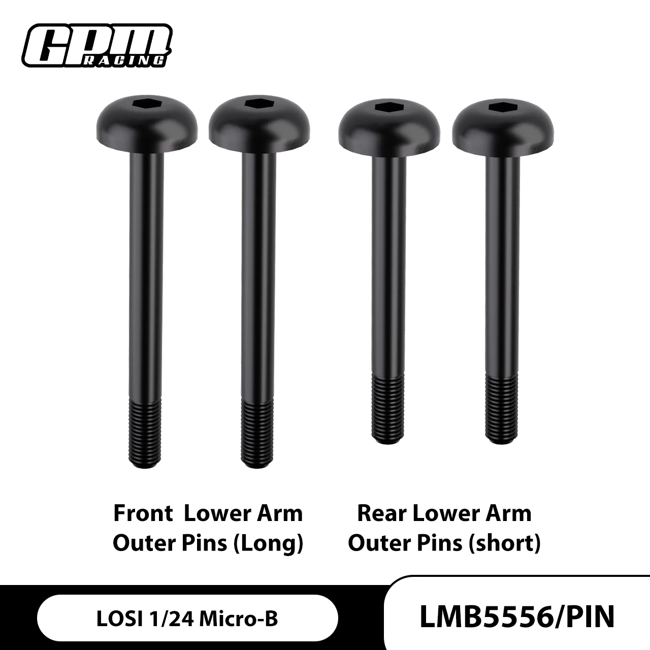 GPM LOSI 1/24 Micro-B / Micro-T Carbon Steel Front And Rear Lower Arm Outer Pins