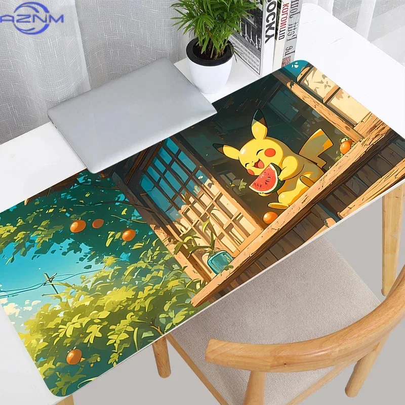 Cute Anime Yellow Character Eating Watermelon Scenery Mouse Pad Rubber Non Slip Desk Mat for Gaming Work Computer Decor