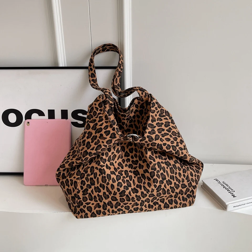 2-piece Set Large Capacity Leopard Casual Tote Bags for Women 2024 Trend Shoulder Shopper Bags Female Designer Luxury Handbags