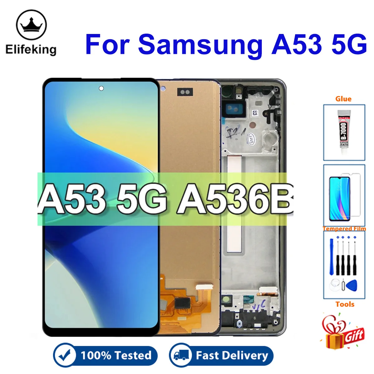 LCD For Samsung Galaxy A53 5G LCD Display Frame Touch Screen Digitizer Assembly For Samsung A536 A536B A536U Screen Replacement