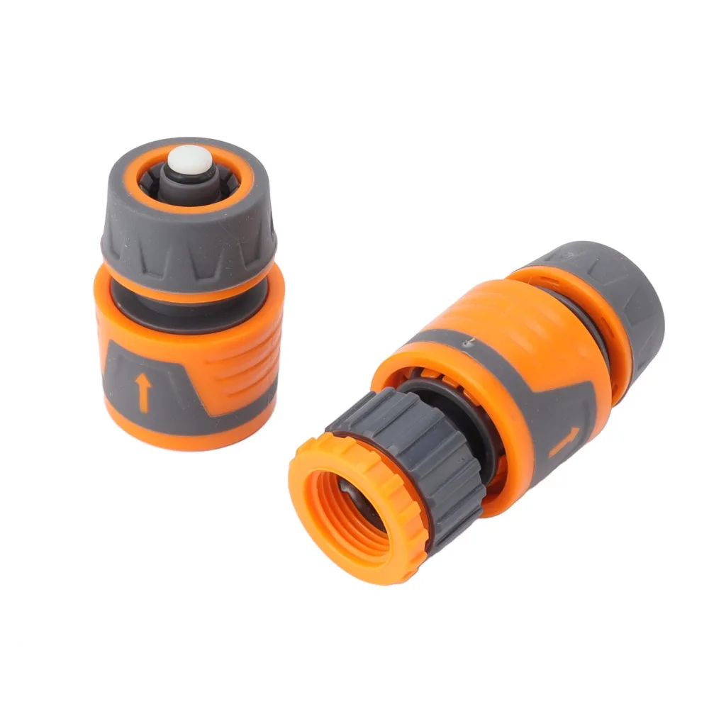 3PCS Gray and Orange Garden Hose Connector Kit 1/2 Inch Hose ABS Shell TPR Coating Garden Hose Quick Connector Easy To Install