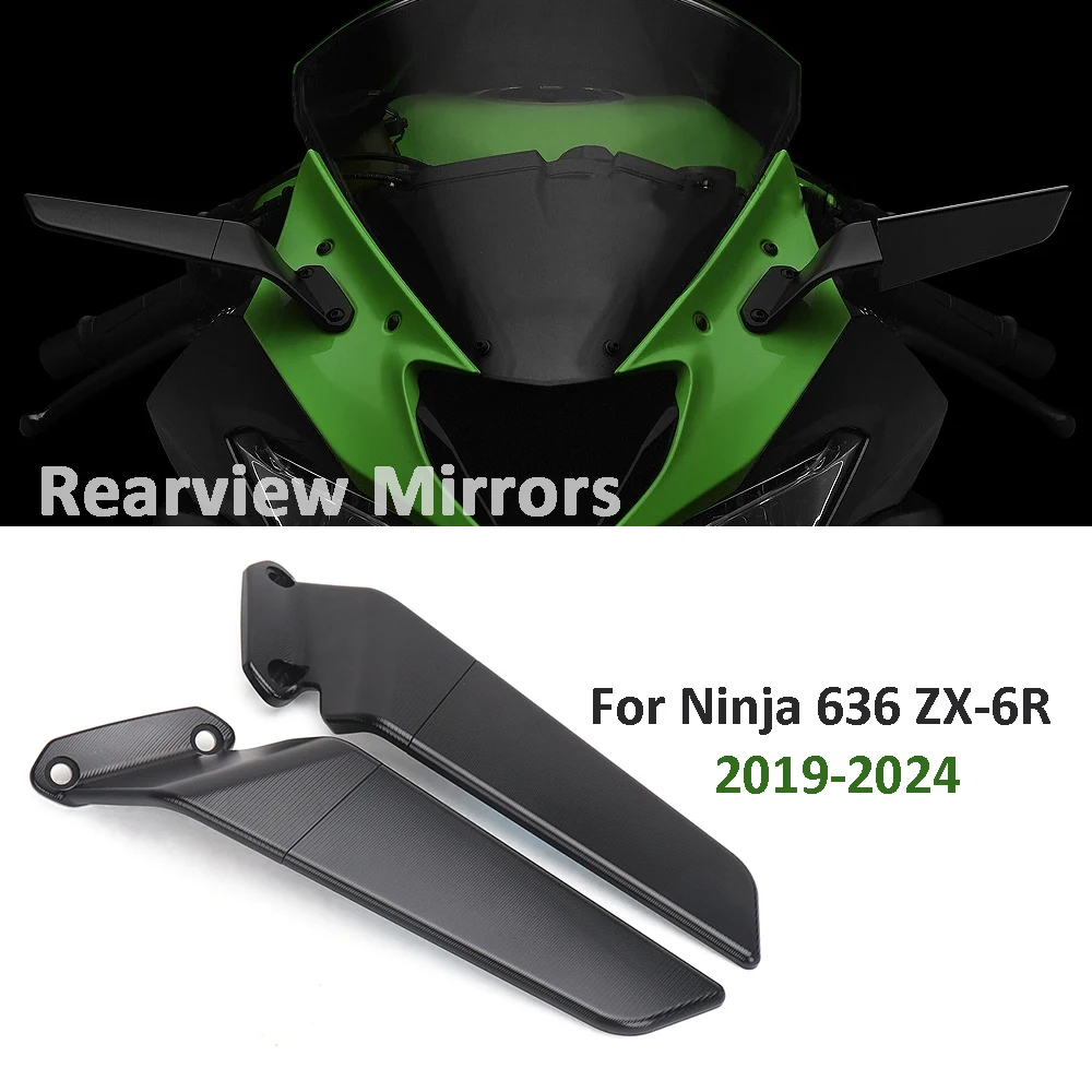 For Kawasaki Ninja 636 ZX-6R ZX6R ZX 6R 2019-2024 Motorcycle Aaccessories Black Rear Mirrors Side View Mirrors Rearview Mirror