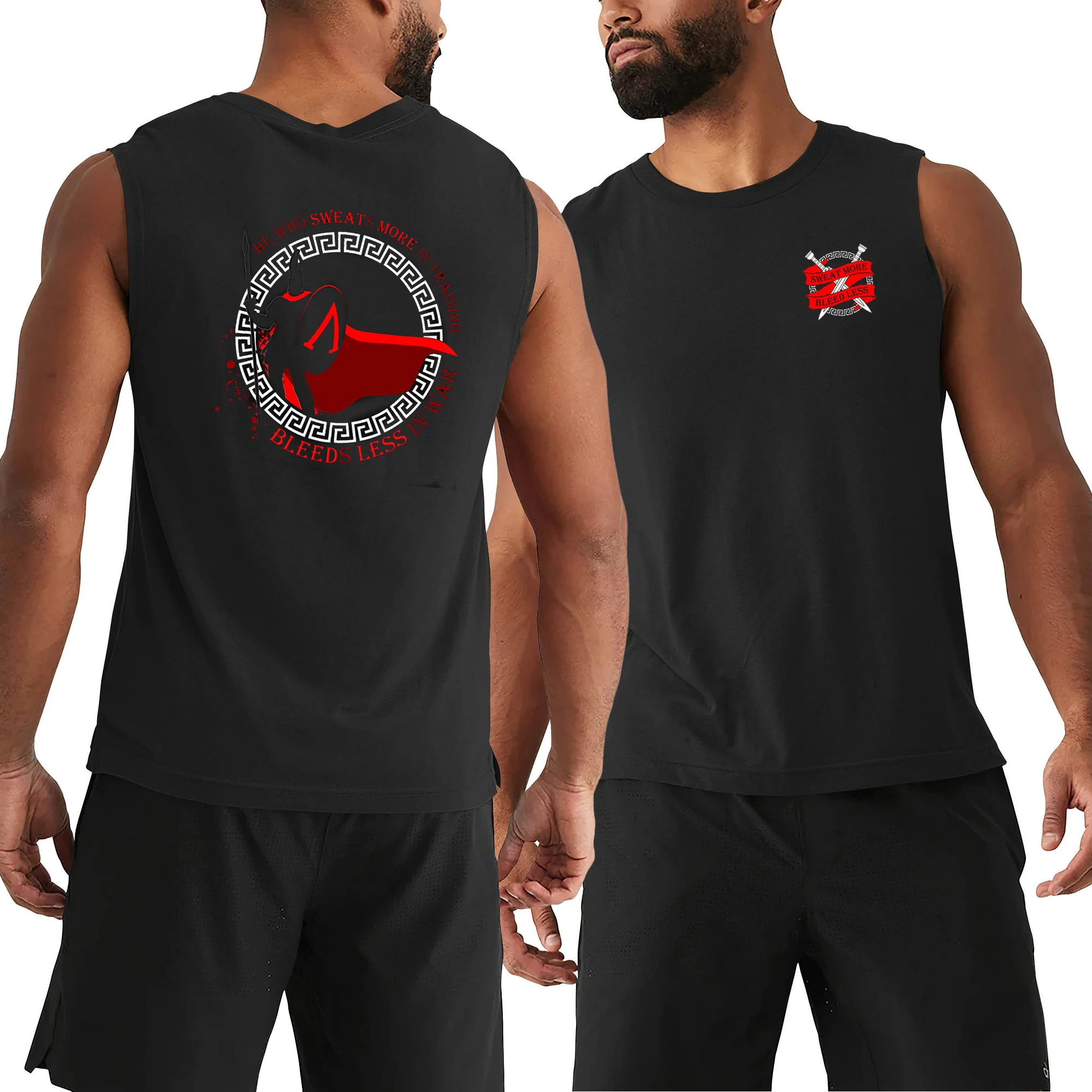 Sweats More in Training, Bleeds Less in War - Spartan Warrior Ethos Vests 100% Cotton O-Neck Tanktop Casual Sleeveless T-shirt