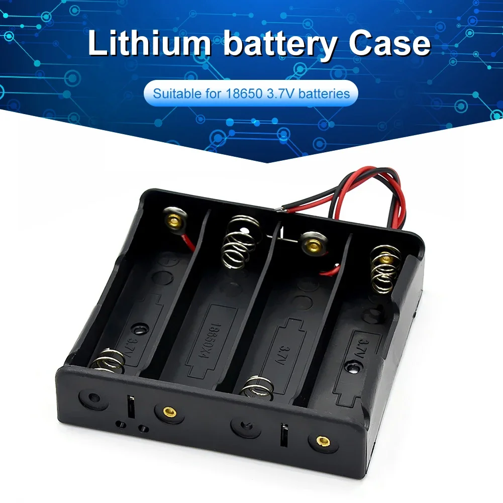 10-1pcs 1 2 3 4 Slot Plastic 18650 Battery Holder with Wire Lead Black 18650 Battery Storage Box Case for 18650 3.7V Battery