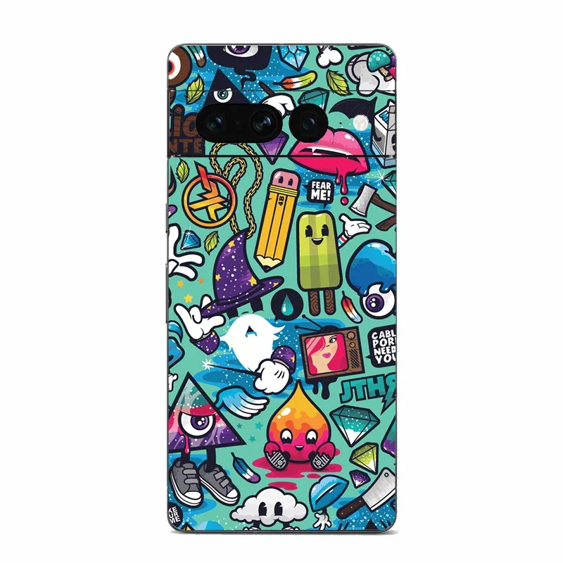 3D Colorful Cute Pattern Matte Skin Film Phone Back Wrap Sticker For Google Pixel 8 Pro 8 7A Protector Decal Films