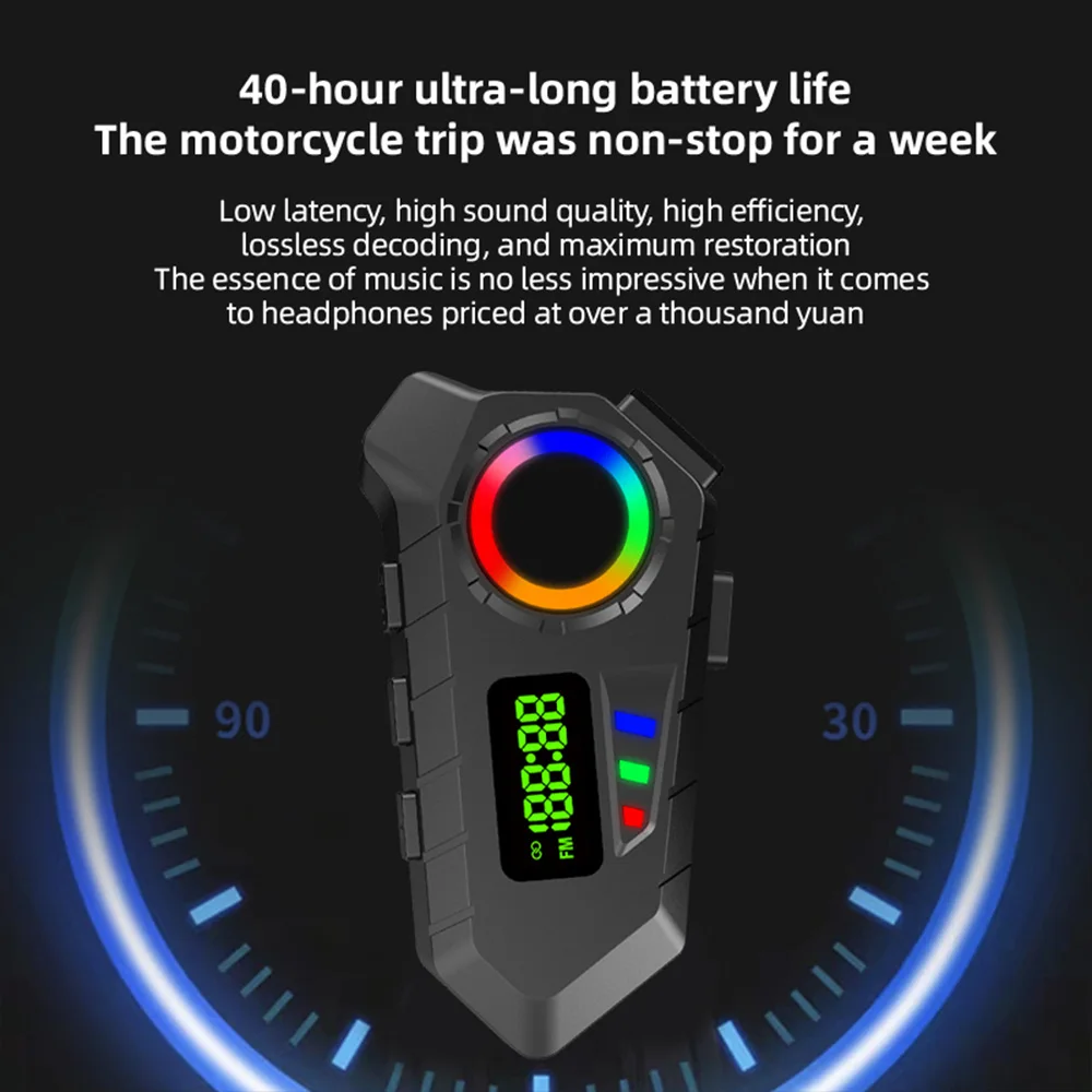 MRSVI гарнитура для мотоциклетного шлема Y30A Bluetooth 6.0 FM-радио водонепроницаемая система связи с ЖК-дисплеем для мотоциклистов