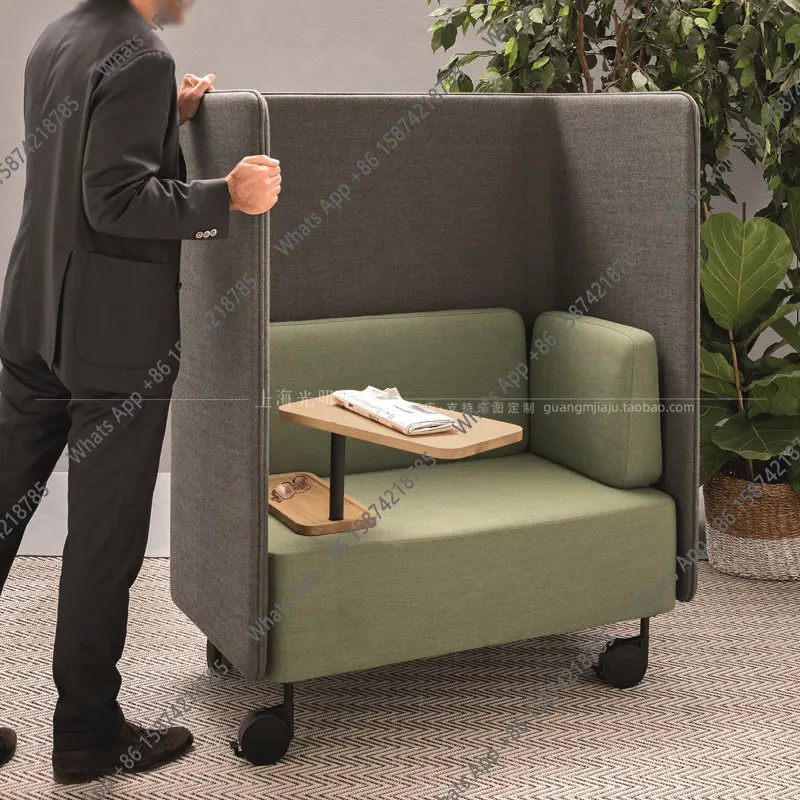V Leisure Office High Backrest With Roller Semi-Surrounded Sofa Single Station Library Armchair