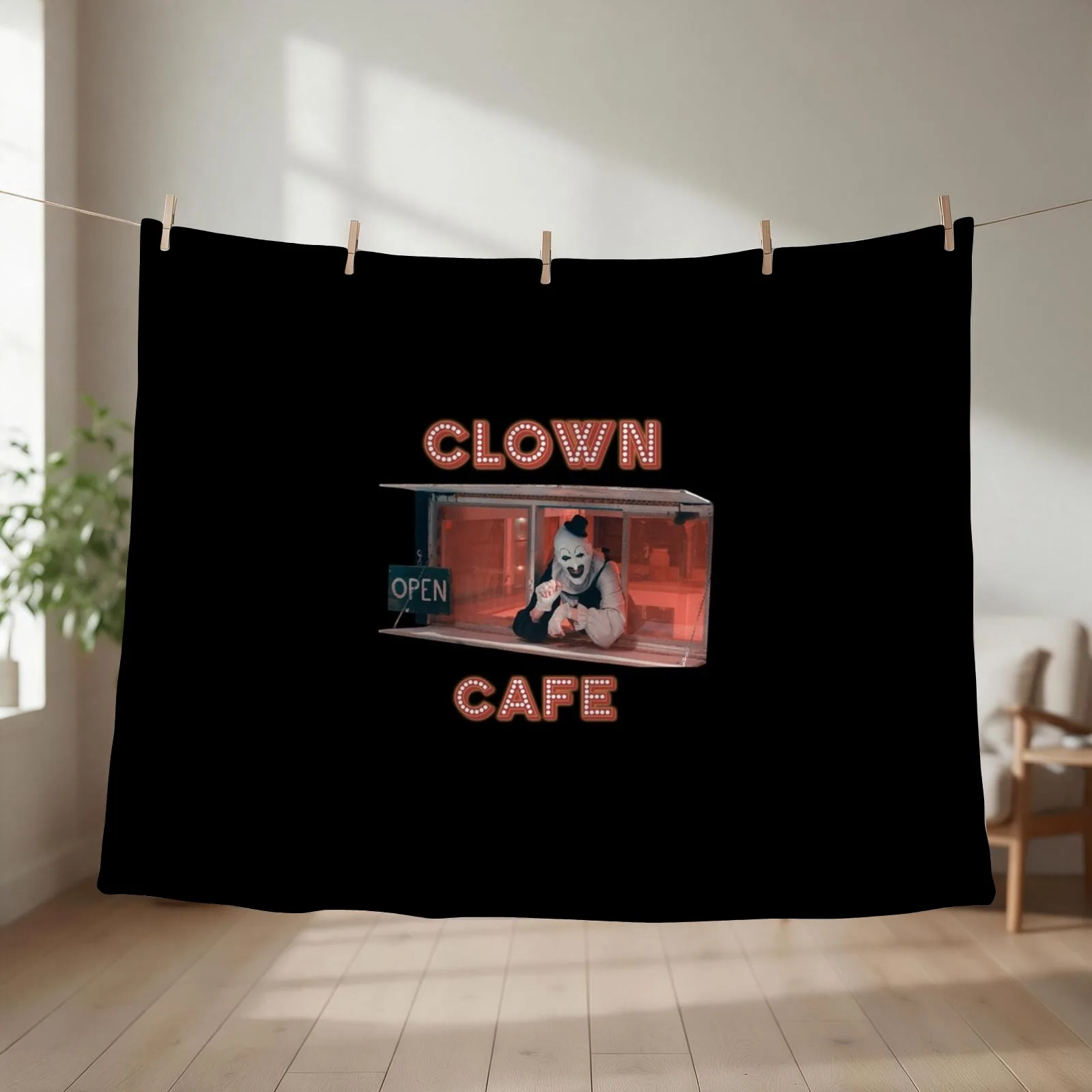 Terrifier Clown Cafe Throw Blanket couch cozy soft plush fuzzy picnic outdoor blanket