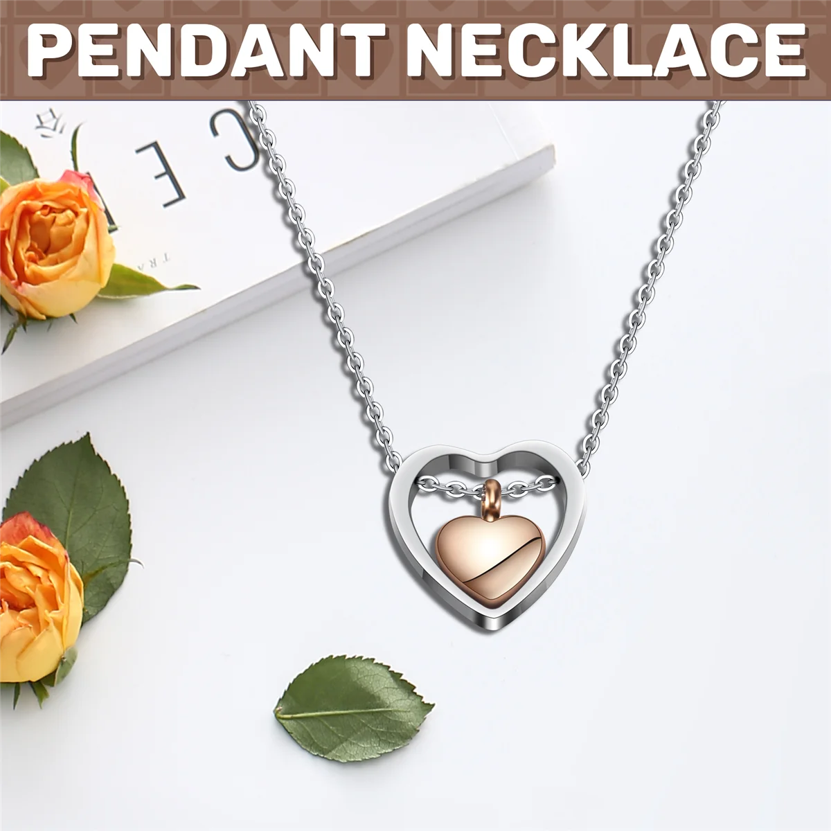 A88M двойное сердце розовое золото урна для кремации ожерелье кулон воронка наполнитель на память мемориальный пепел
