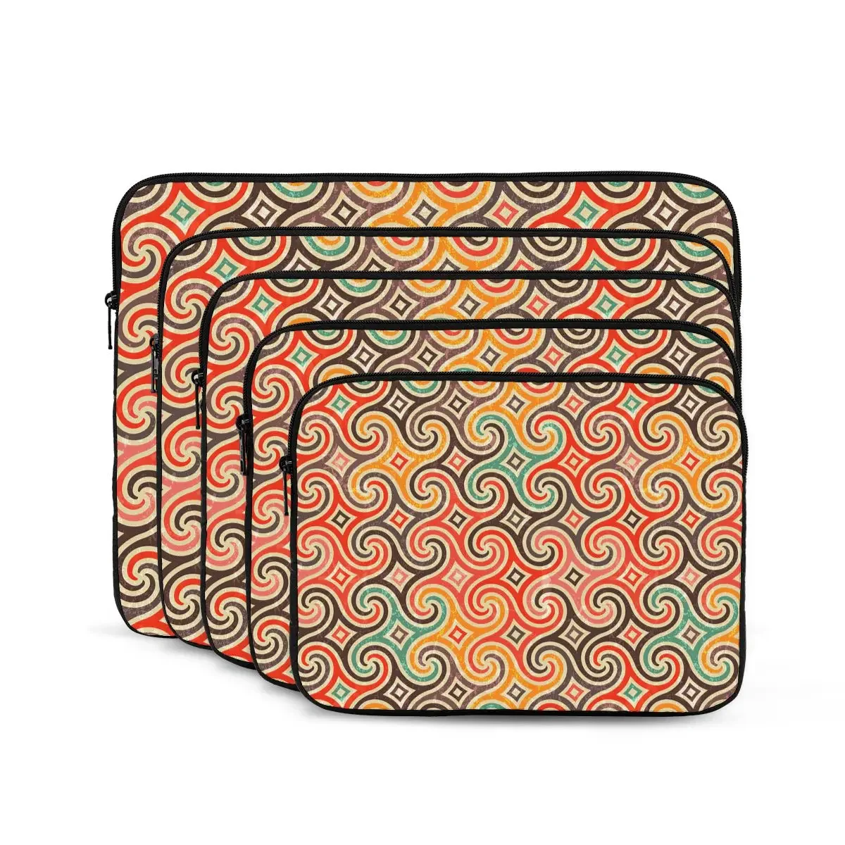 Padrão retro com redemoinhos para computador e iPad, capa do laptop, bolsa de manga, bolsa portátil