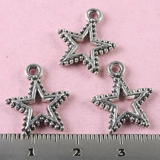

20Pcs 18*15mm Tibetan silver plt beaded star charms h0691