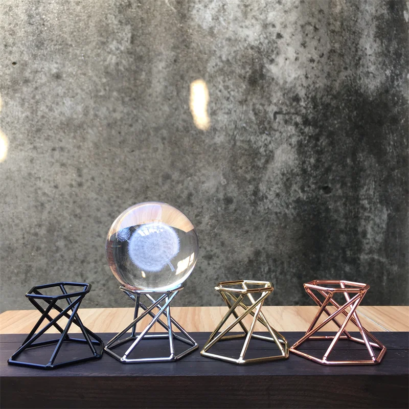 4pcs Metal Display Stand Design Tripod Hexagon Shape Golden Silver Copper Color Crystal Sphere Holder Ball Base