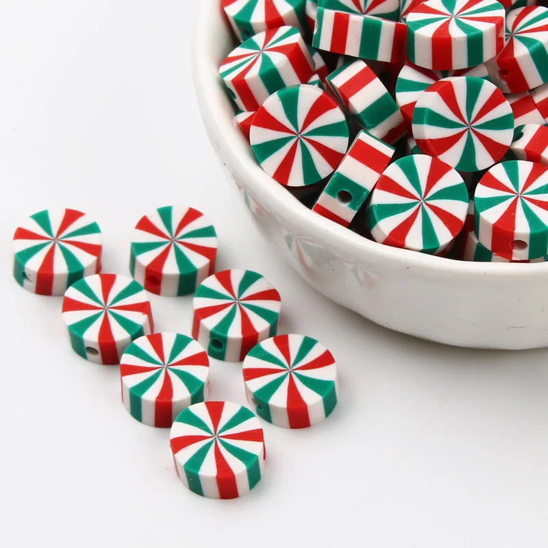 20/50/100 قطعة 10 مللي متر عيد الميلاد قوس قزح الحلوى حبيبات صلصال بوليمر كلاي خزر عازل لصنع المجوهرات الخرز قلادة DIY بها بنفسك اكسسوارات