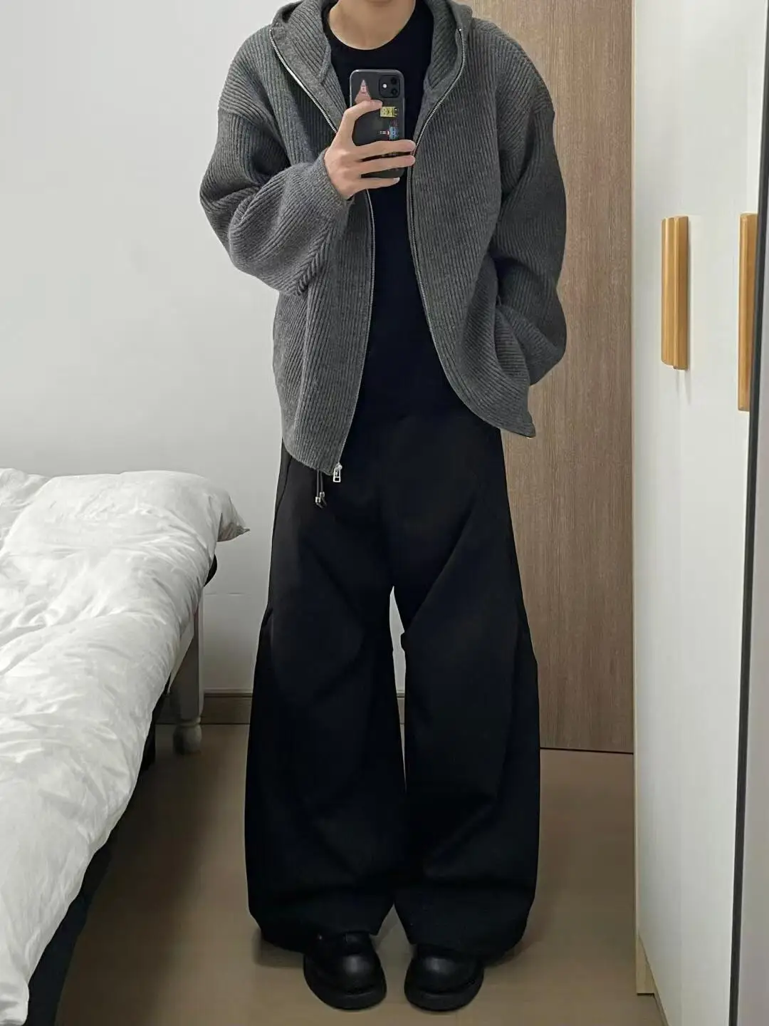 Amerykański sweter retro z zamkiem błyskawicznym, golfem, kapturem, rozpinany kardigan, casualowy, wełniany, dzianinowy sweter dla mężczyzn i kobiet.