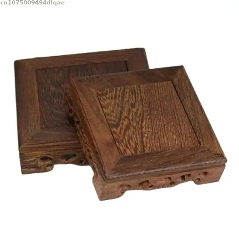 Vintage Solid Wood Carving Display Stand Vase Flowerpot Bonsai Decoration Frame Miniature Model Handicraft Tea Set Ornament Base