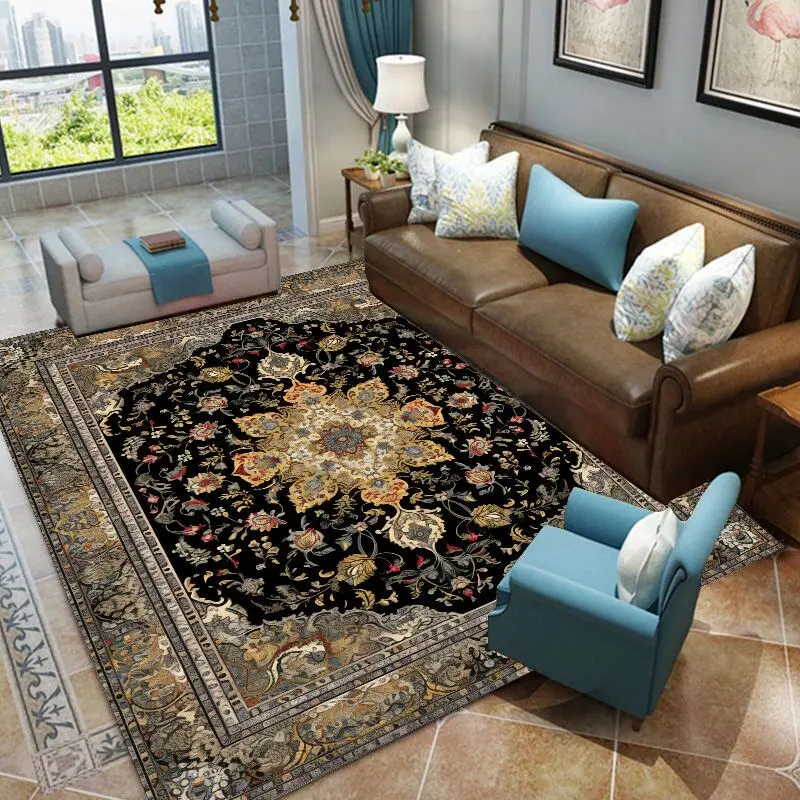 Retro Persian Carpets for Living Room Decoration Oriental Bedroom Carpet Old Style Area Rugs Home Decor Anti-skid Mats Washable