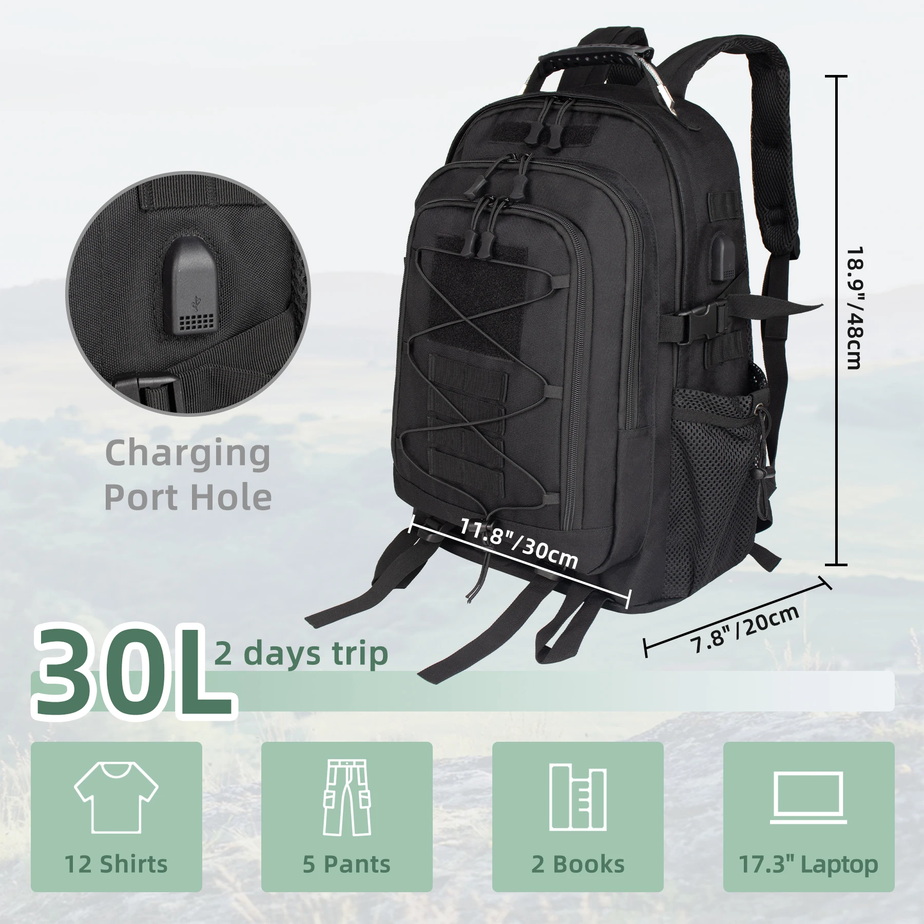 Sacos escolares de grande capacidade dos homens à prova dwaterproof água mochila simples multicamadas 30l mochila tática softback ao ar livre