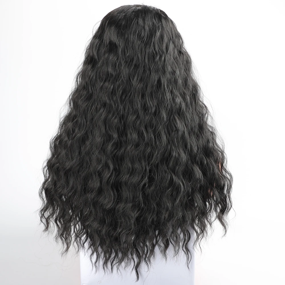 Perruque Synthétique Longue Bouclée Noire pour Femme, Cheveux Bouclés