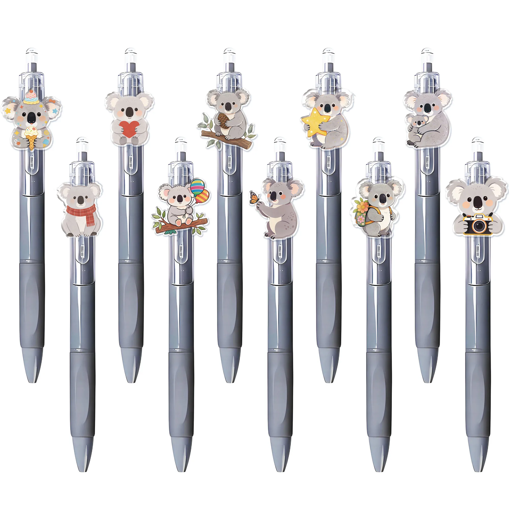 

10pcs Australian Koala Element Press Ballpoint Pen Multiple Styles Cute Koala School Season Student Writing Gift Pen