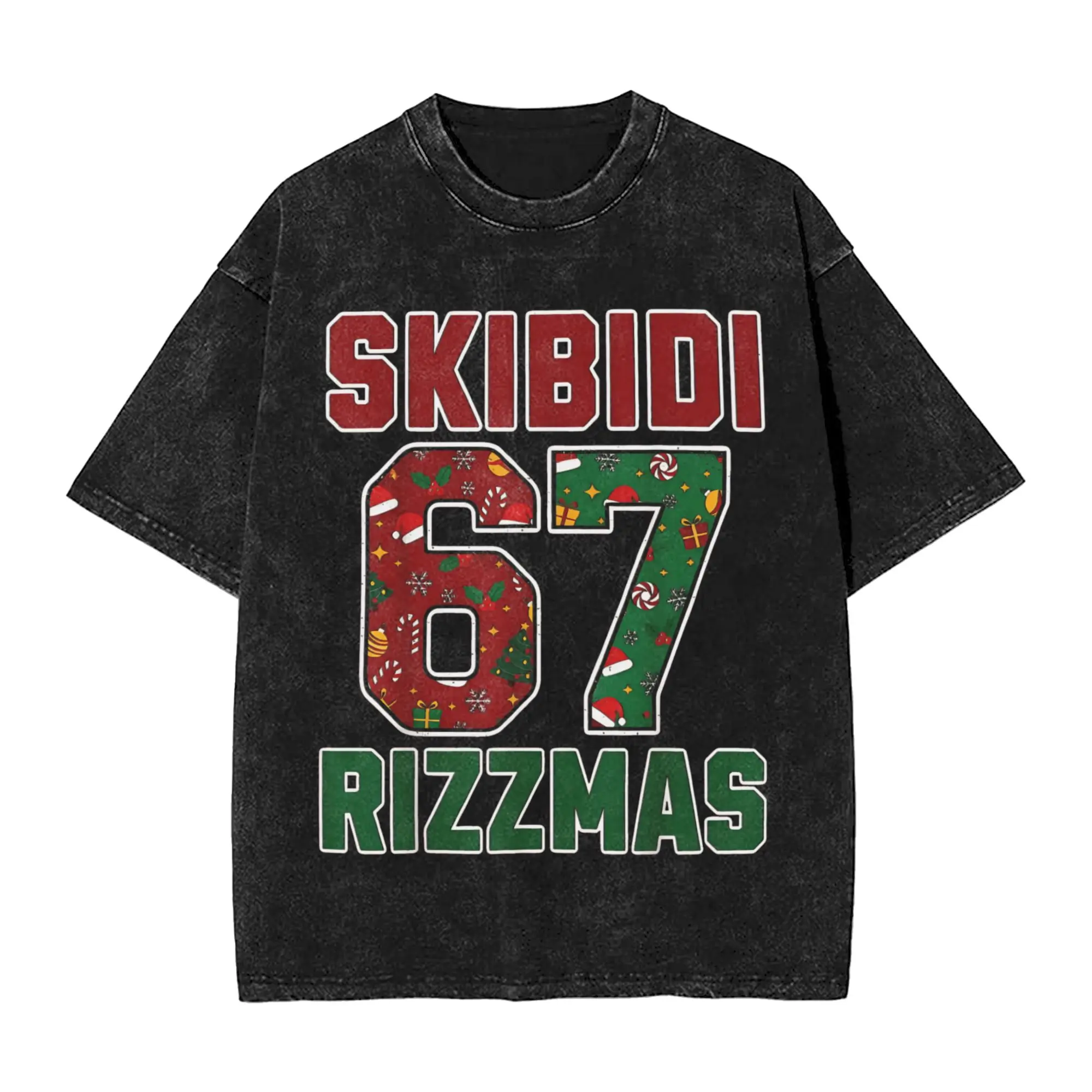 Skibidi Rizzmas Christmas 67 number T-Shirt Summer Classic T-Shirts Casual Novelty Tee Shirt Male Short-Sleeved Design Top Tees